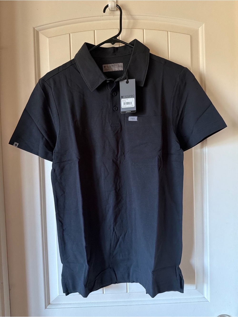 Figs Men's Black Short-Sleeve Polo